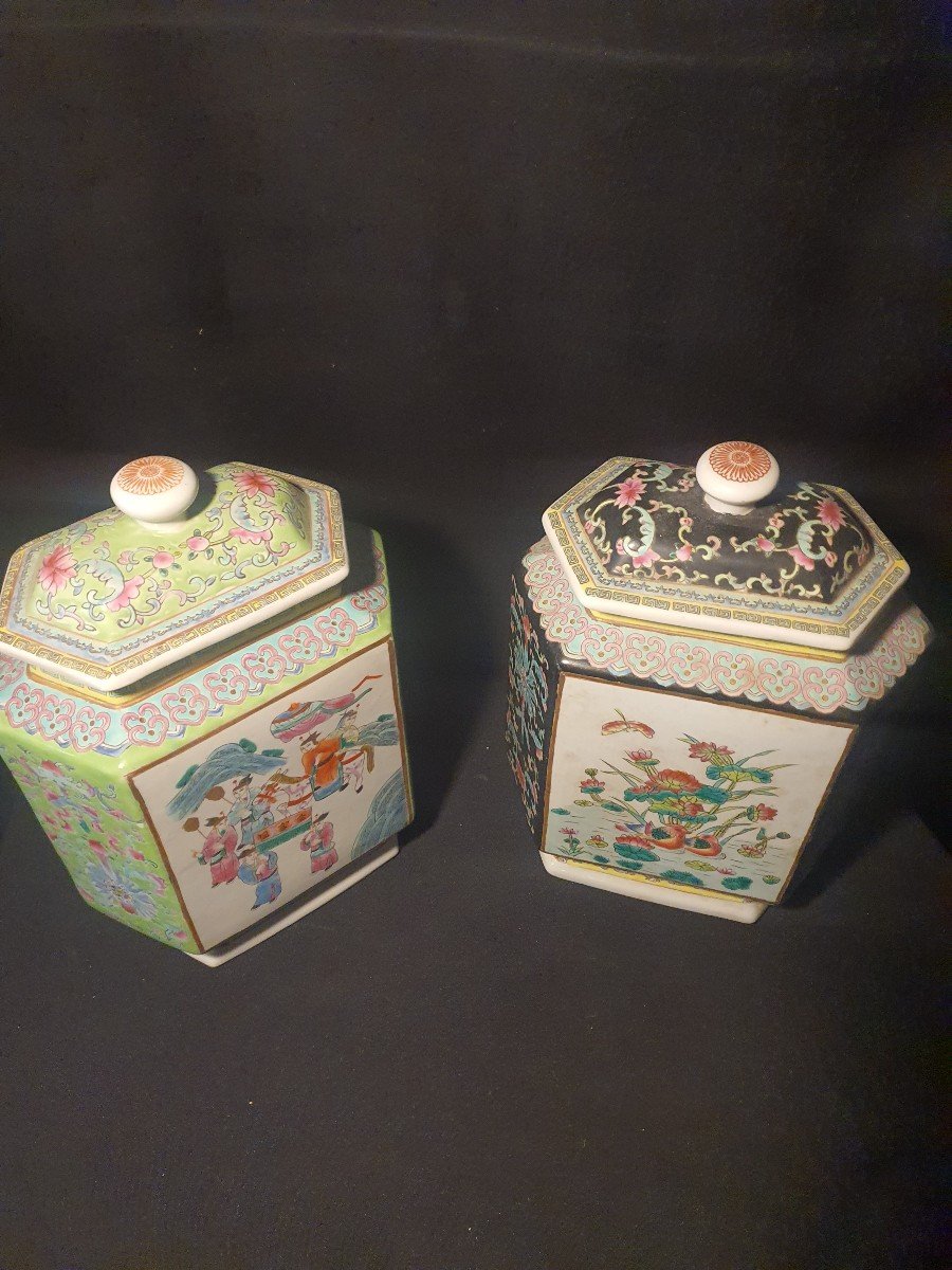 Pair Of Chinese Covered Vases, Ginger Jars. -photo-3