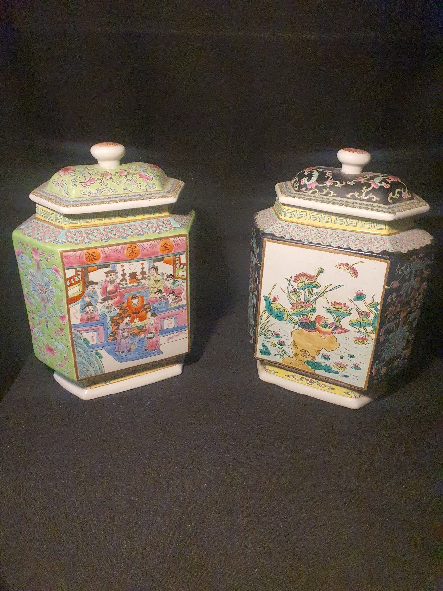 Pair Of Chinese Covered Vases, Ginger Jars. -photo-1