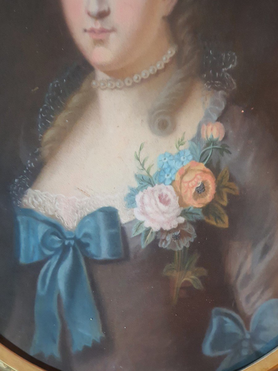 Very Large Pastel Portrait Of A Young Woman, Marie Antoinette, 18th Century. -photo-2