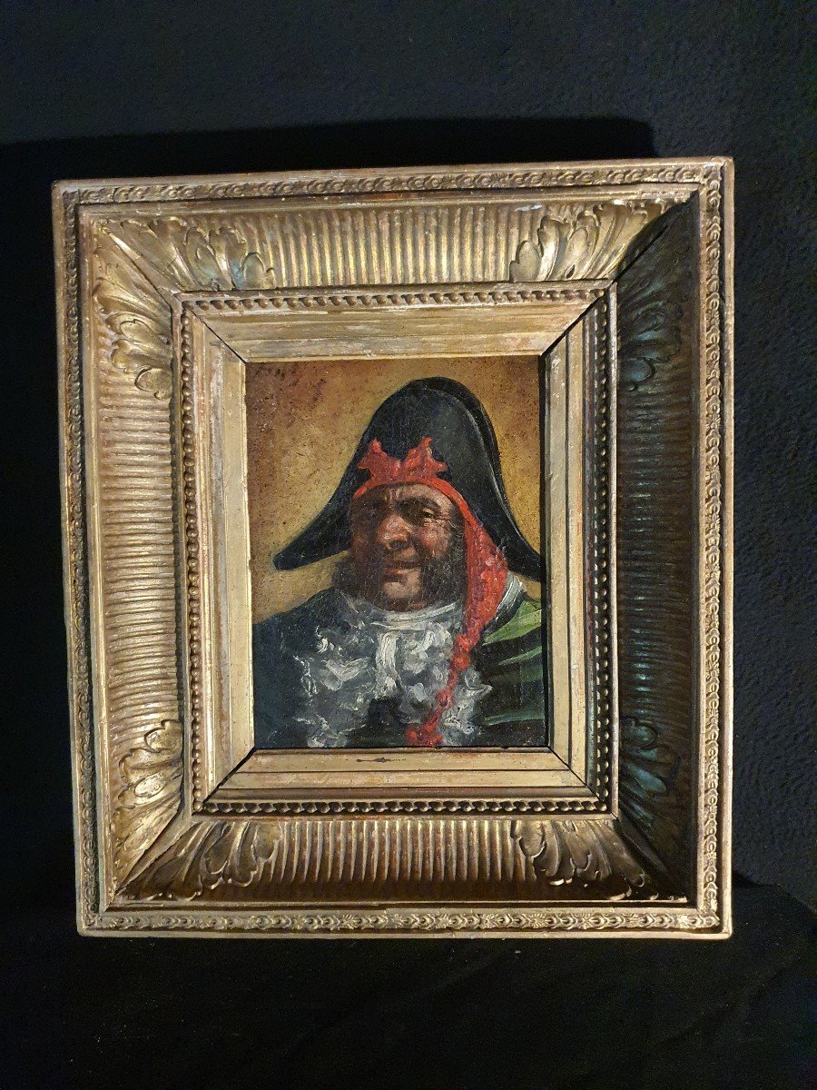 Portrait Of A Man With A Bicorne, Benito Belli, 19th Century. 