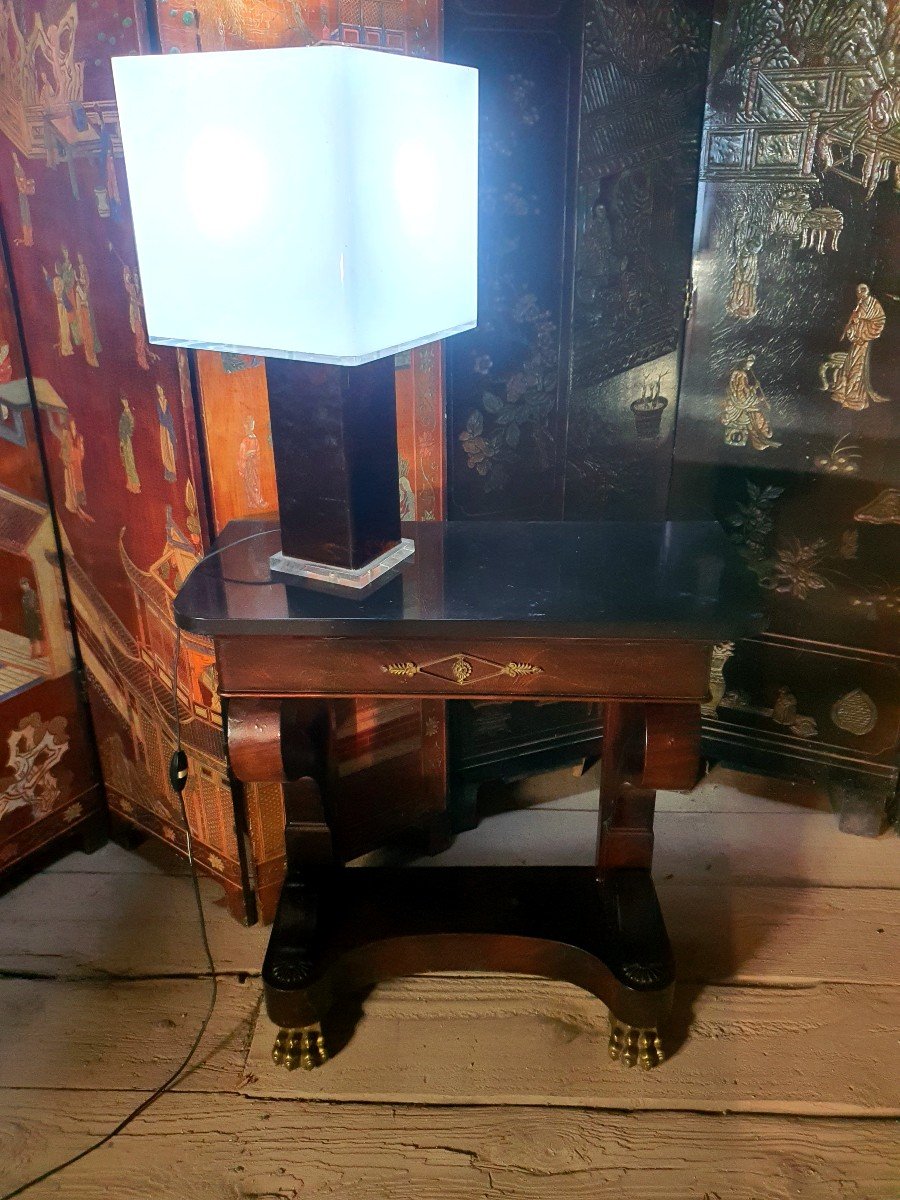 Petite Console Premier Empire Acajou Et Bronze Doré. -photo-1