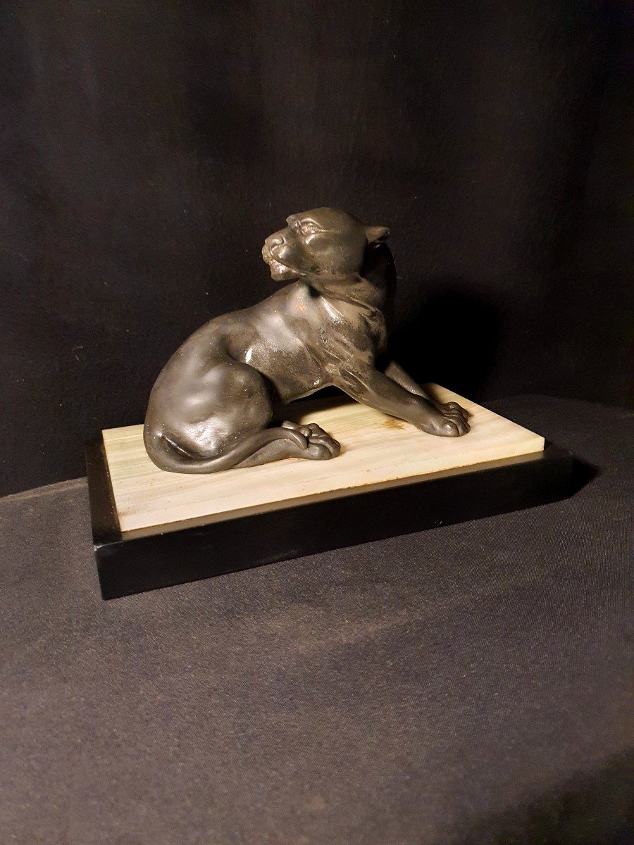 Art Deco Panther Sculpture, 1930s-photo-3