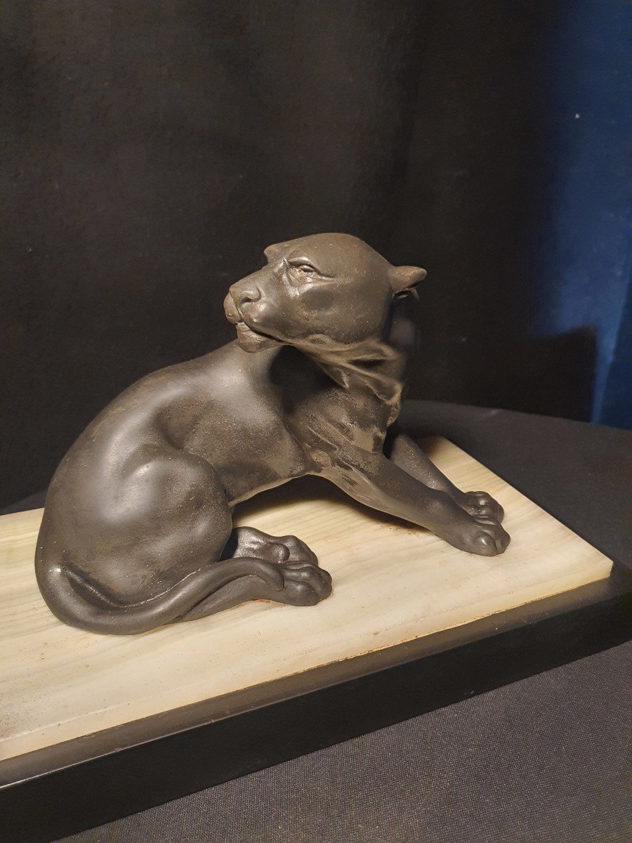 Art Deco Panther Sculpture, 1930s-photo-1