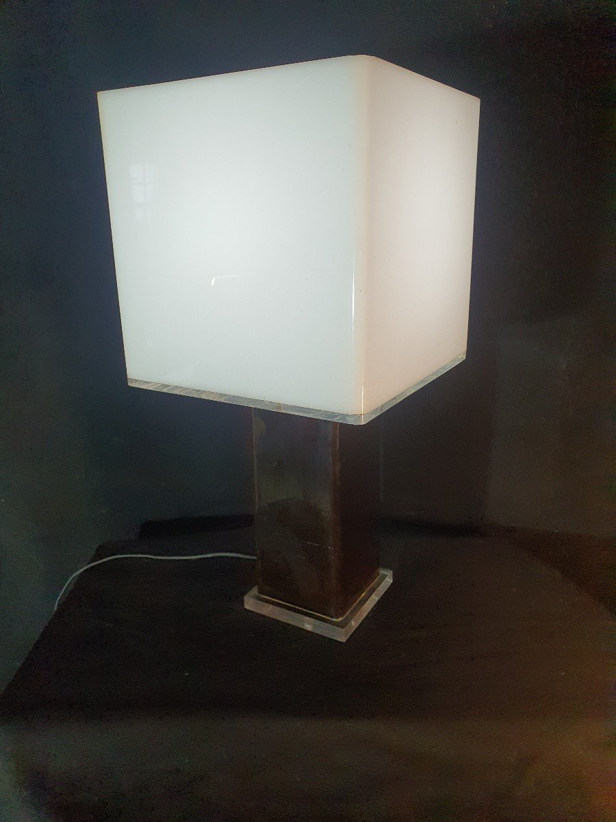 Vintage Plexiglass Lucite Cubic Lamp. -photo-2