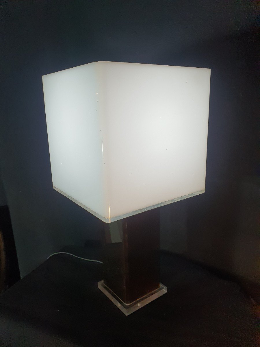 Vintage Plexiglass Lucite Cubic Lamp. -photo-3