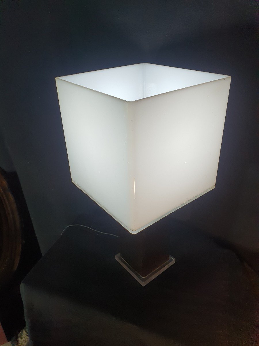 Vintage Plexiglass Lucite Cubic Lamp. -photo-4