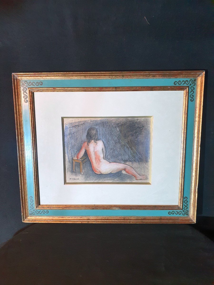 Nude Pastel Painting Ismael De La Serna. 