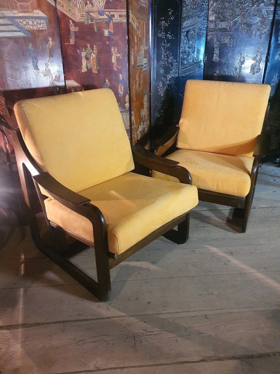 Pair Of Vintage Armchairs By Maison Baumann. -photo-2