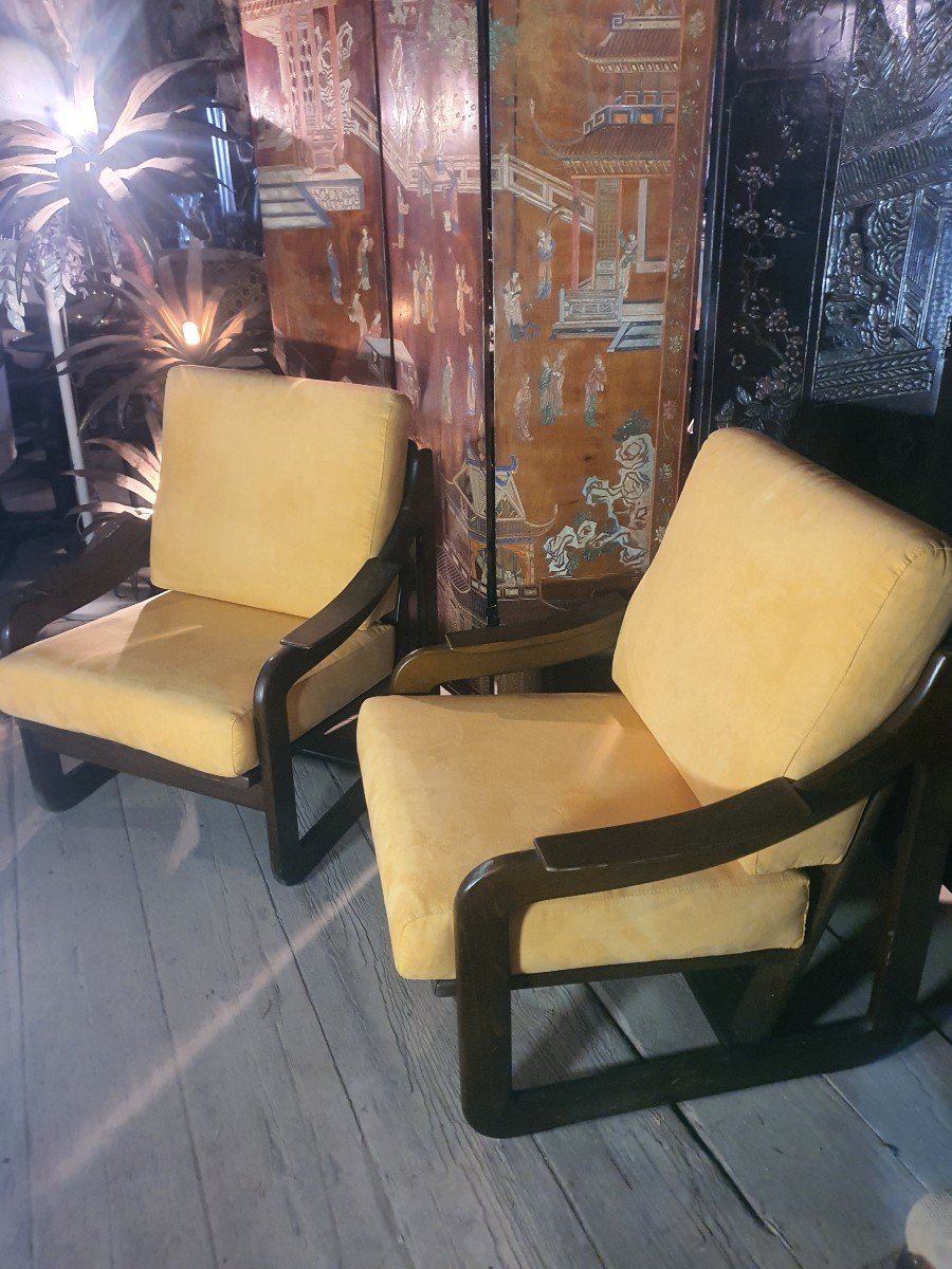 Pair Of Vintage Armchairs By Maison Baumann. -photo-3