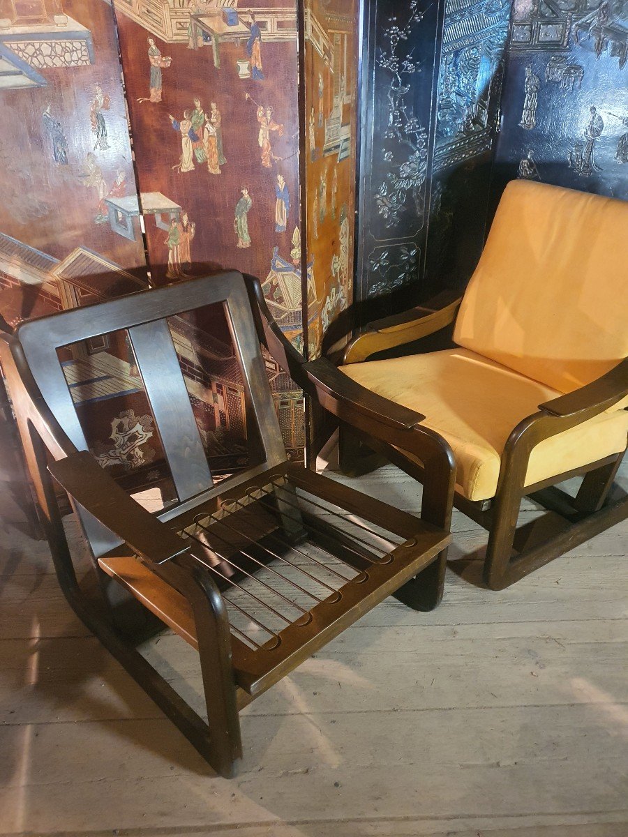 Pair Of Vintage Armchairs By Maison Baumann. -photo-1