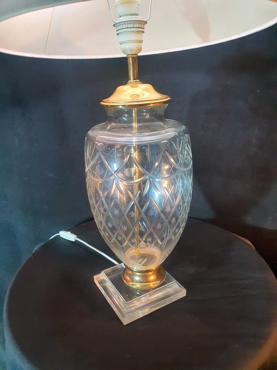 Lampe Vintage œuf Cristal   , Hollywood  Regency. -photo-3