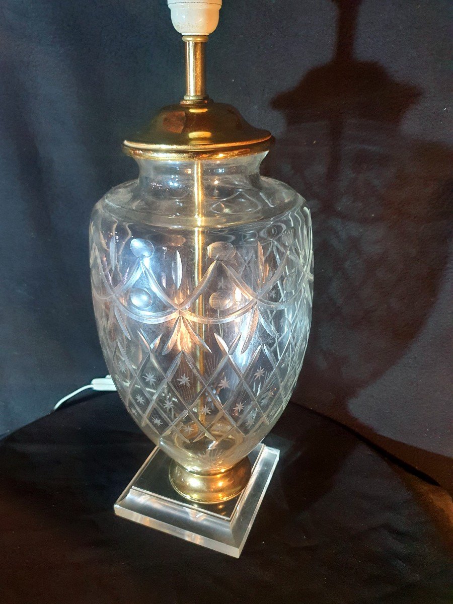 Lampe Vintage œuf Cristal   , Hollywood  Regency. -photo-1