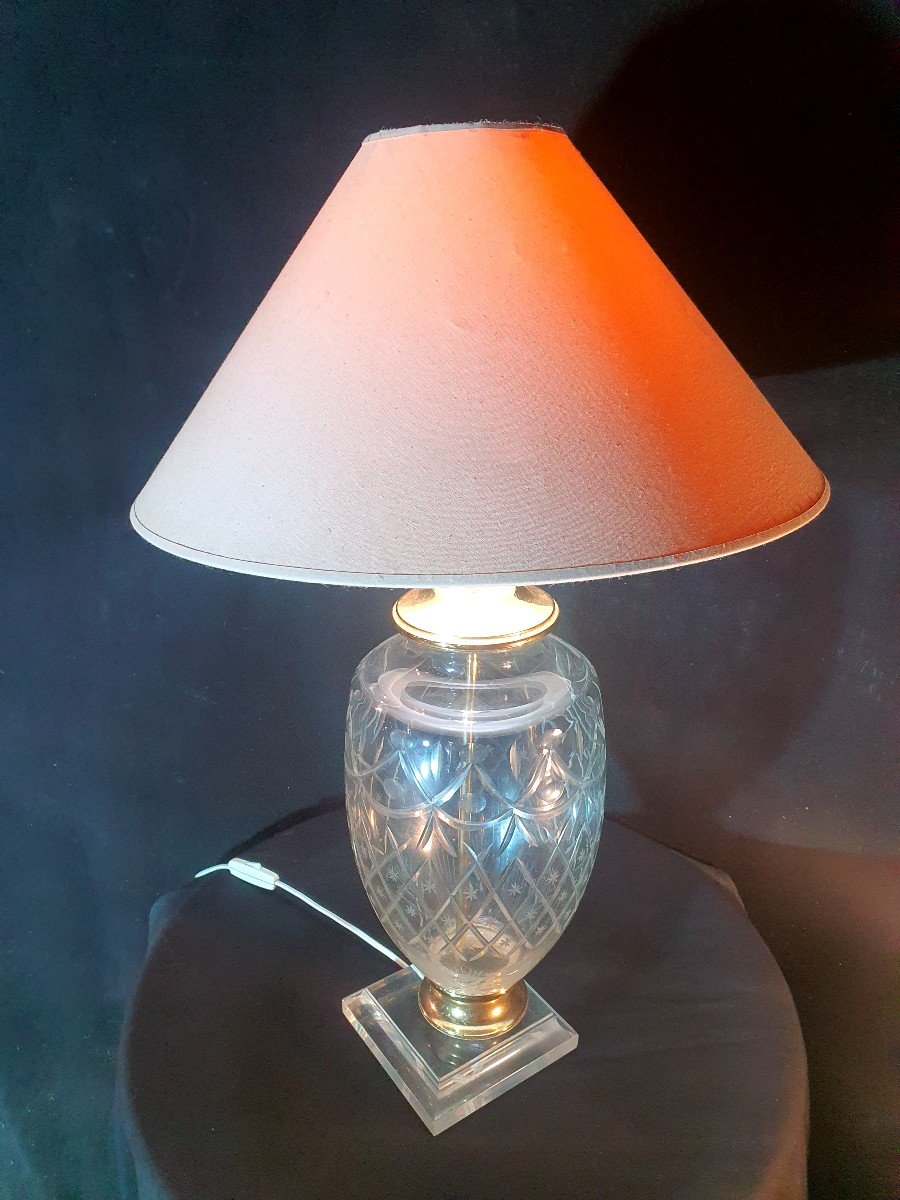 Lampe Vintage œuf Cristal   , Hollywood  Regency. -photo-2