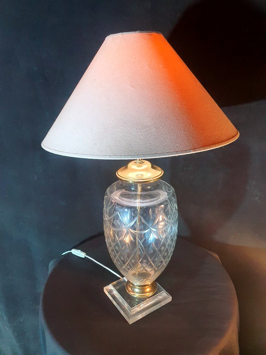 Lampe Vintage œuf Cristal   , Hollywood  Regency. 