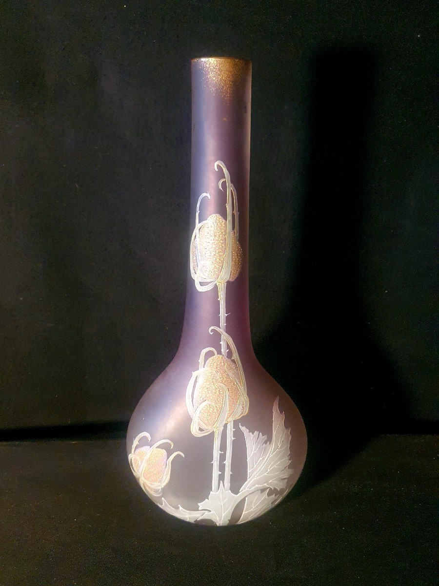 Montjoye Legras Art Nouveau Glass Paste Vase. -photo-2