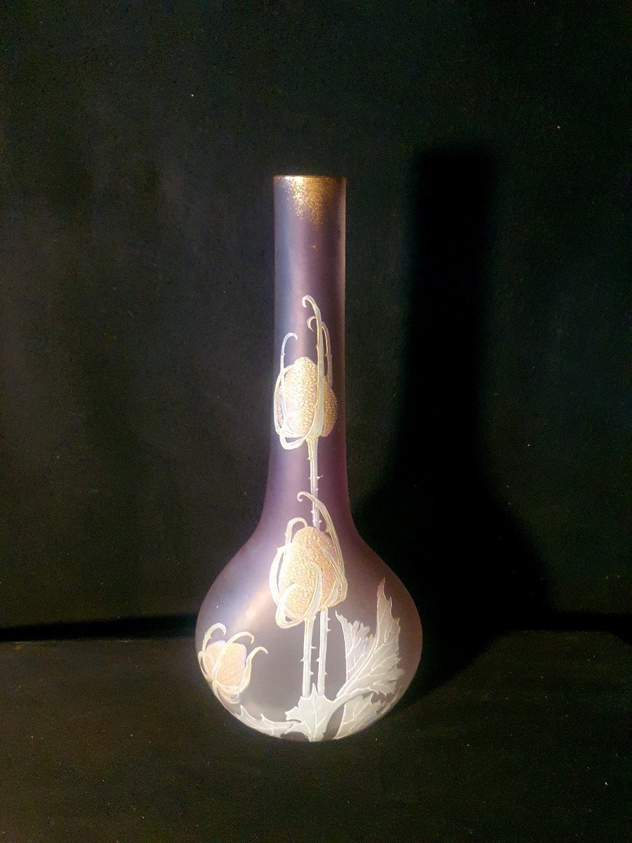 Montjoye Legras Art Nouveau Glass Paste Vase. 