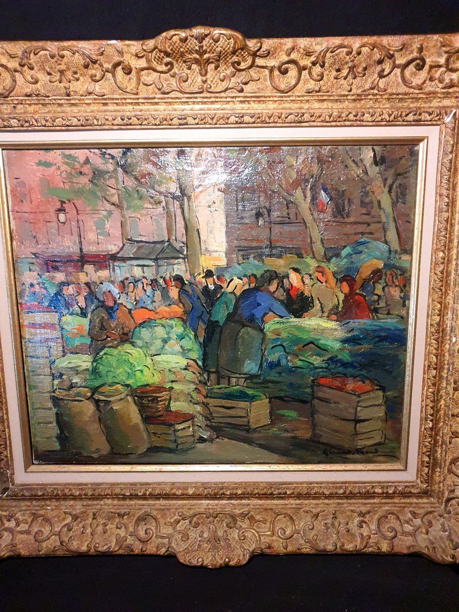 Art Deco Painting, Paris Les Halles Market, Girard Mond.-photo-3