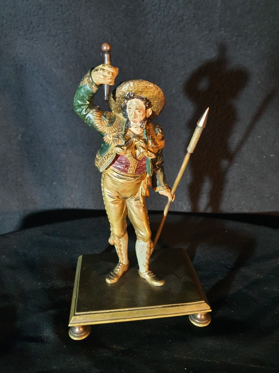 Large Polychrome Vienna Bronze, Gentleman Italy. -photo-4