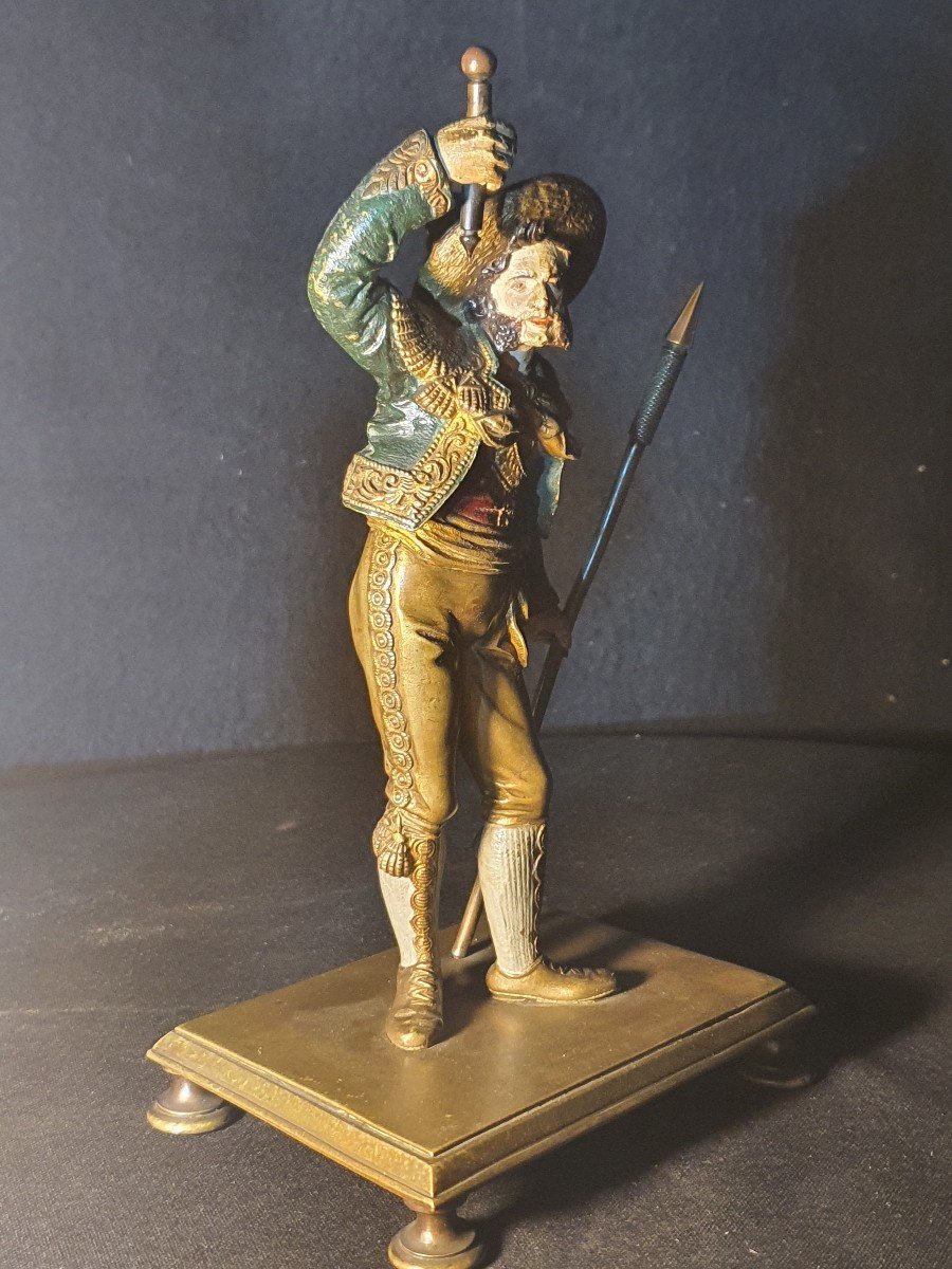 Grand Bronze De Vienne Polychrome, Gentilhomme Italie. -photo-4