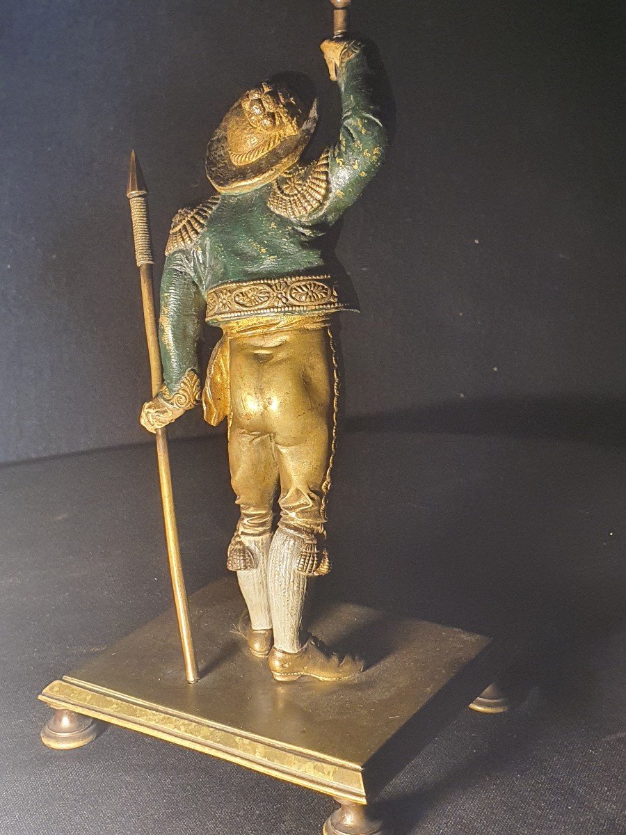 Grand Bronze De Vienne Polychrome, Gentilhomme Italie. -photo-5