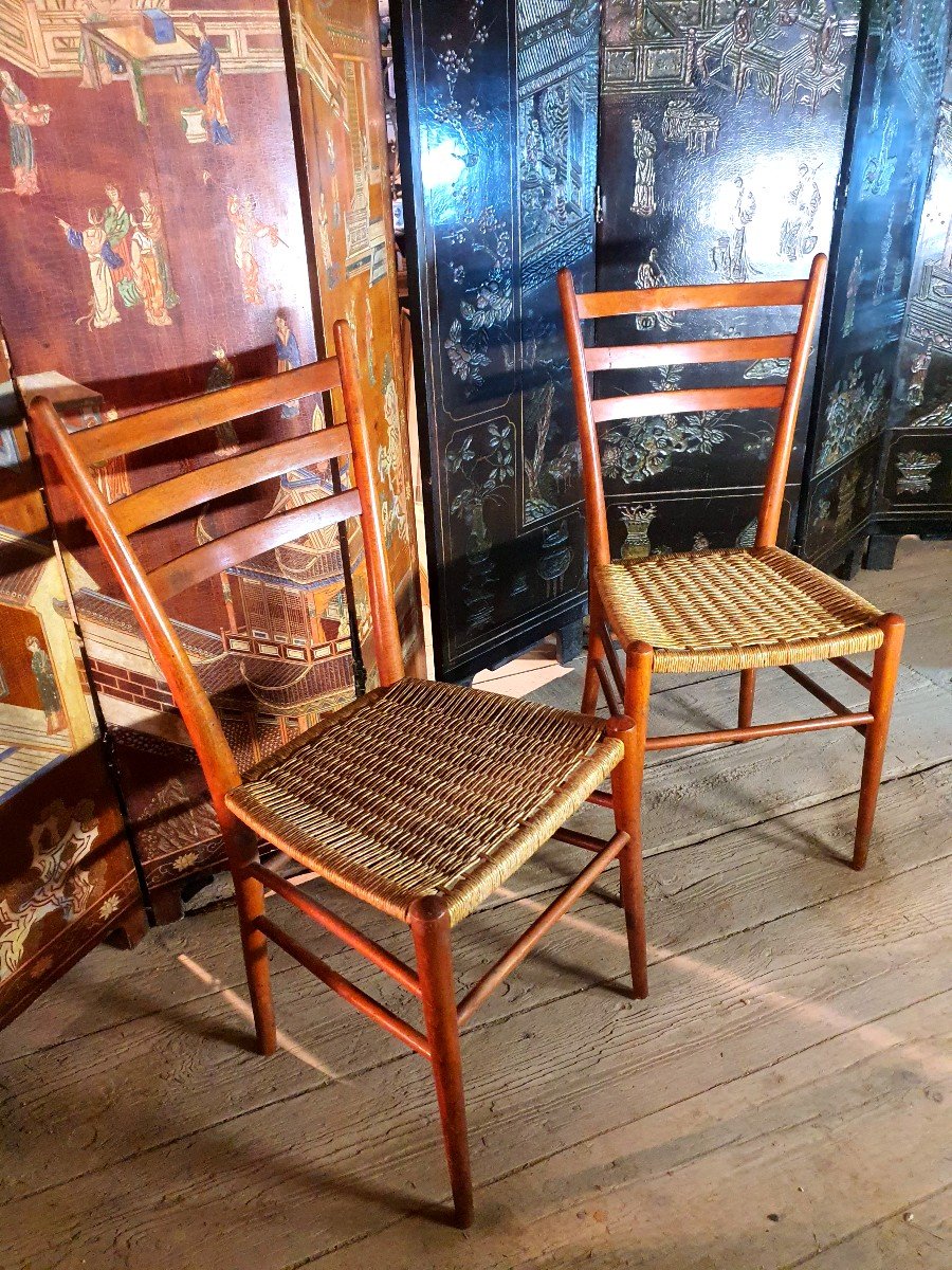 Paire De Chaises Vintage Italie Esprit Gio Ponti, Sedie Friuli-photo-2