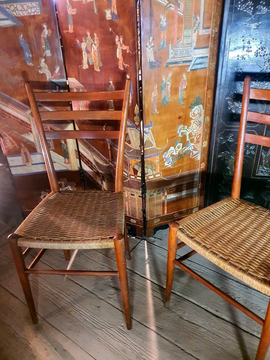 Paire De Chaises Vintage Italie Esprit Gio Ponti, Sedie Friuli-photo-3