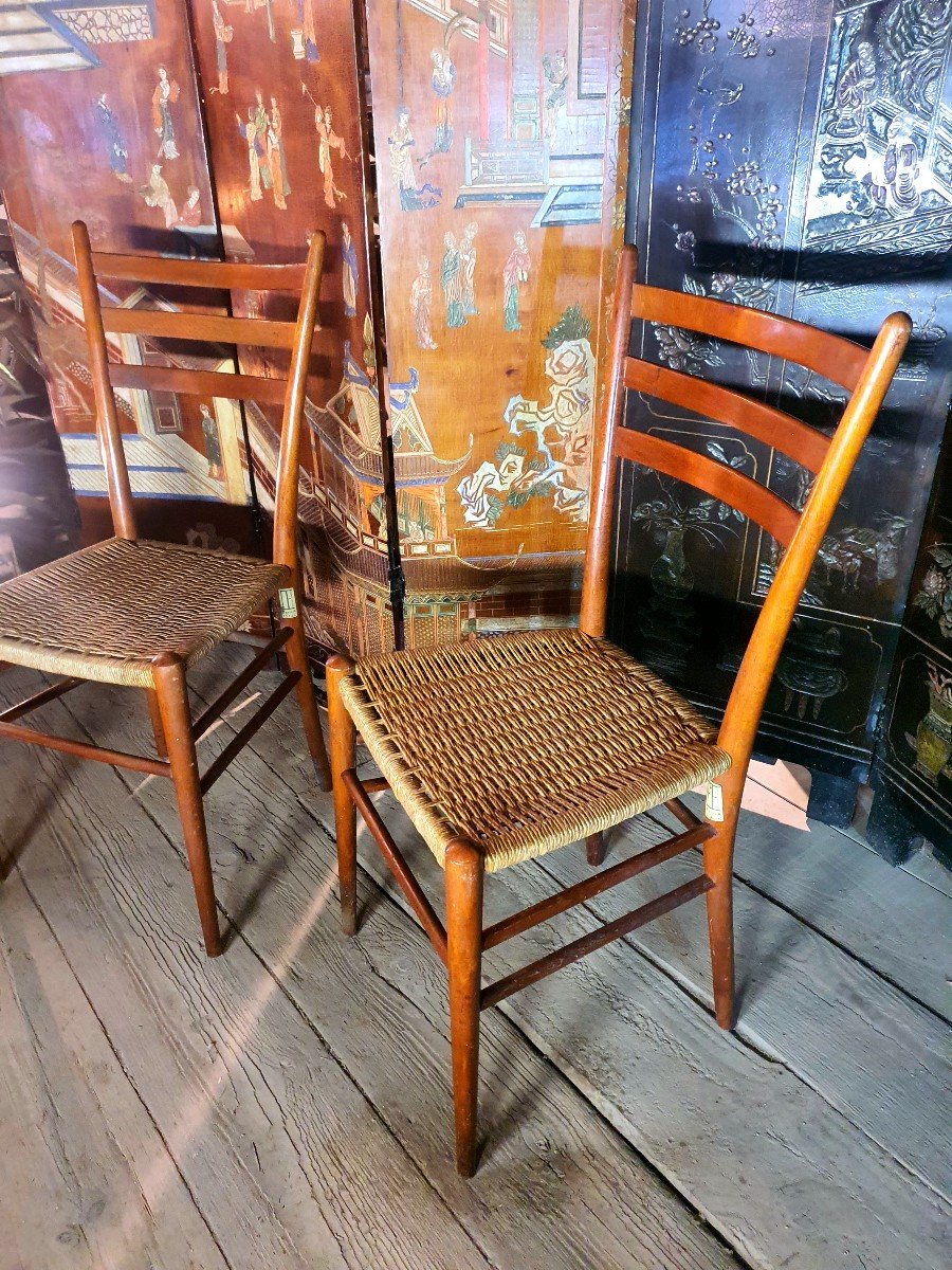 Pair Of Vintage Italian Chairs In The Spirit Of Gio Ponti, Sedie Friuli-photo-4