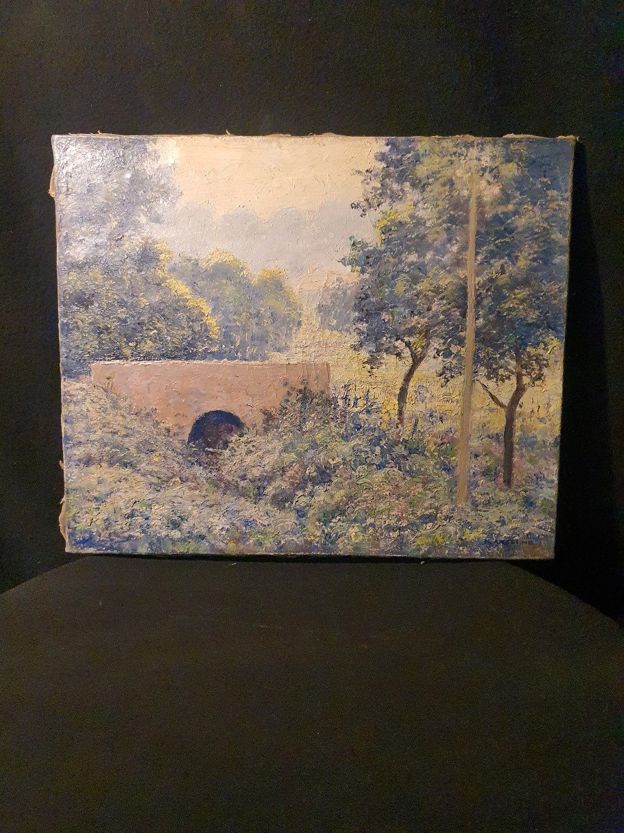 Tableau paysage art déco, Narcisse Ancelme.-photo-2