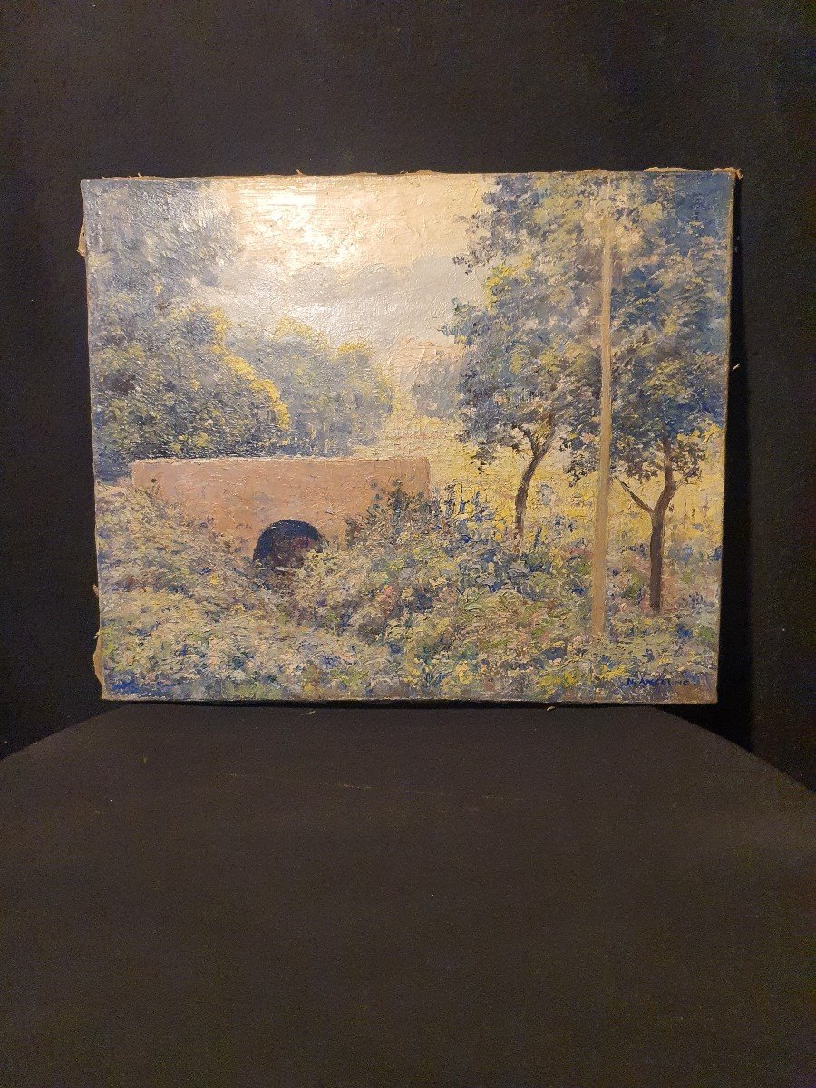 Tableau paysage art déco, Narcisse Ancelme.