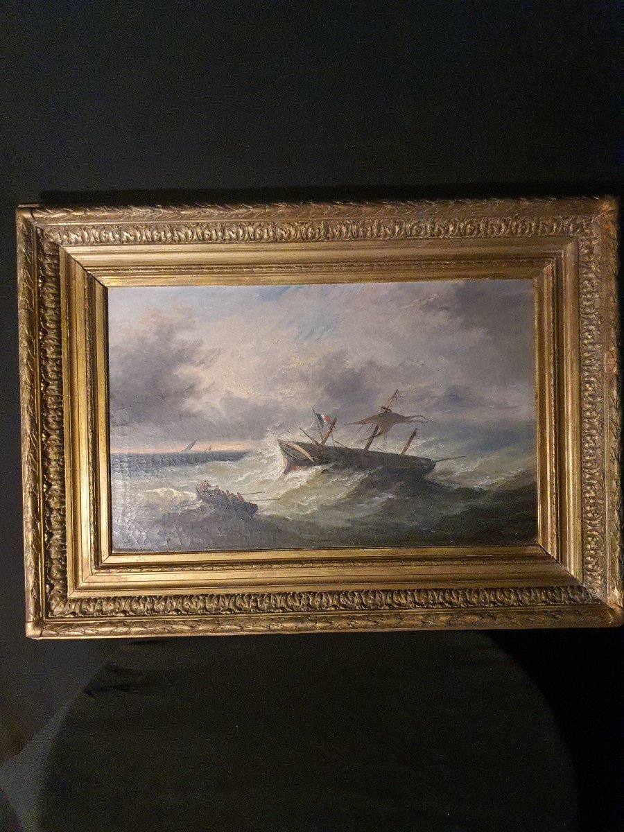 19th Century Marine Painting, E Bonval.-photo-2