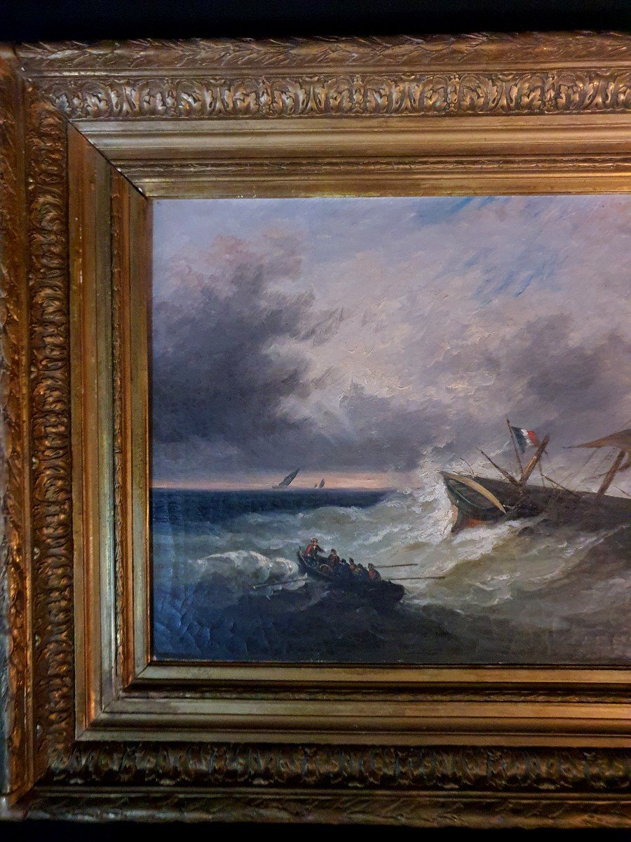 19th Century Marine Painting, E Bonval.-photo-4