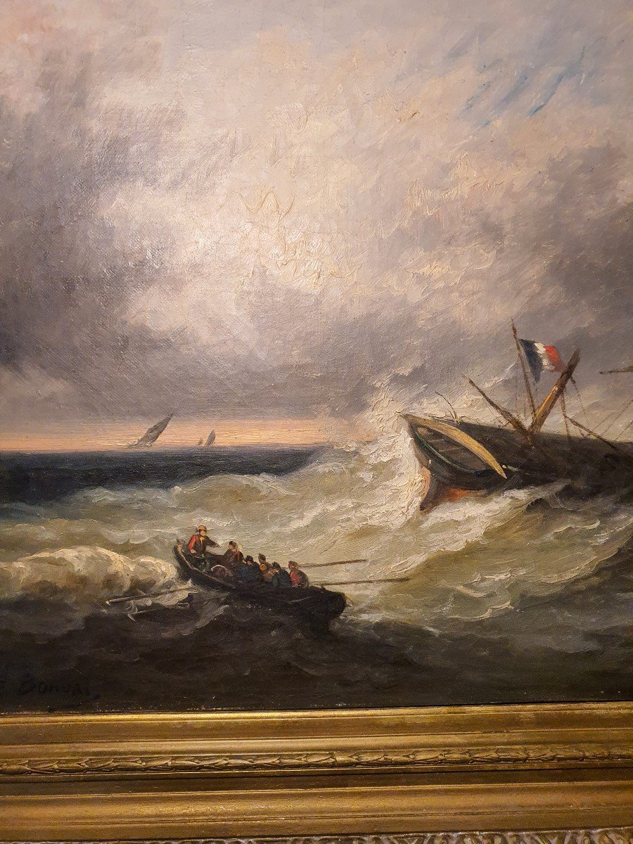 19th Century Marine Painting, E Bonval.-photo-2