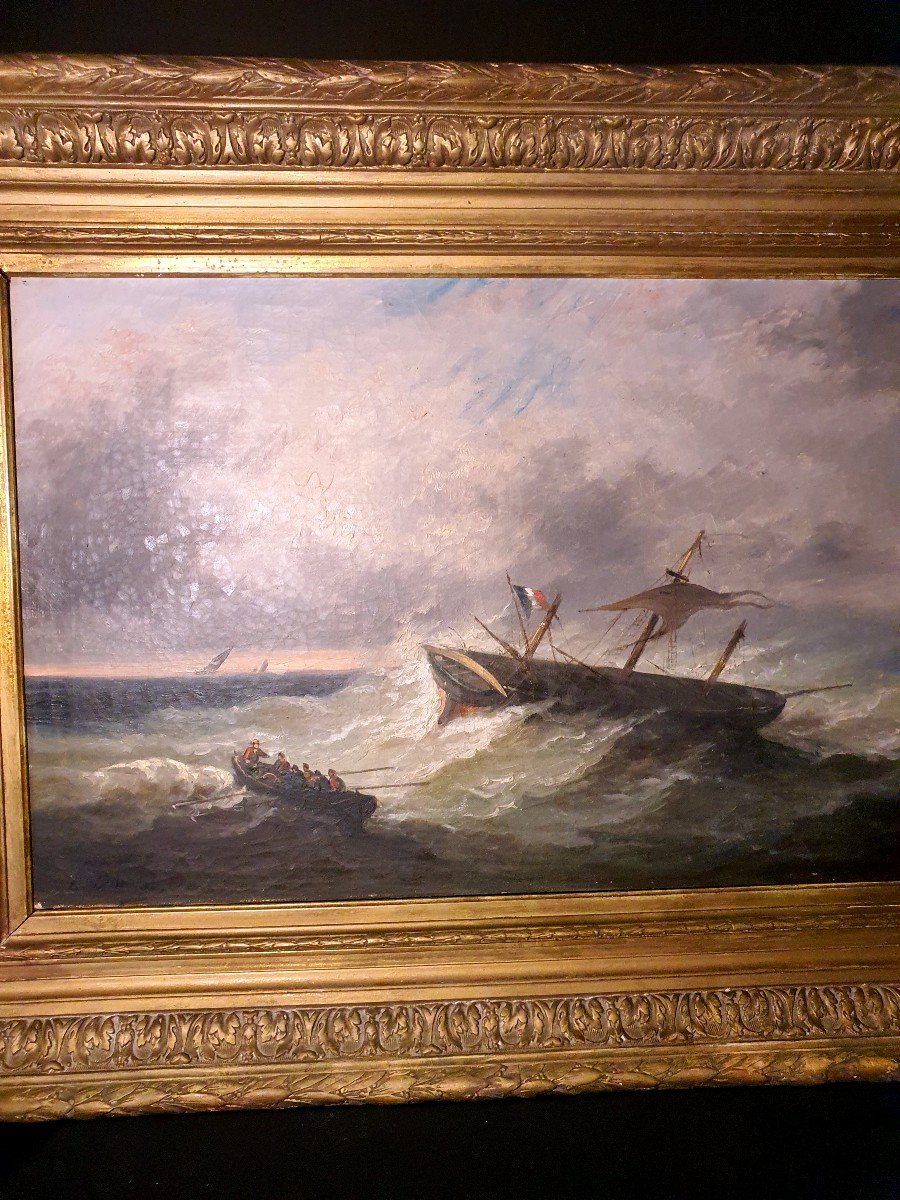 19th Century Marine Painting, E Bonval.-photo-3