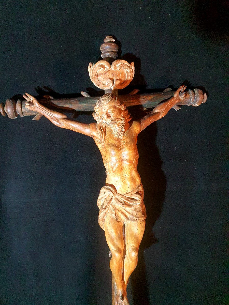 Sculpture Of Christ In Carved Wood, 17th Century. -photo-2