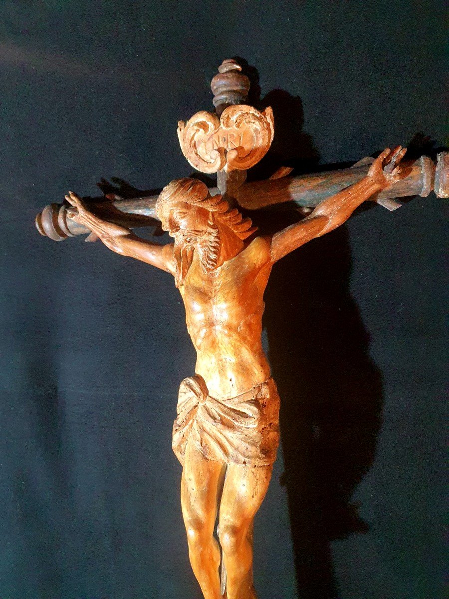 Sculpture Of Christ In Carved Wood, 17th Century. -photo-4