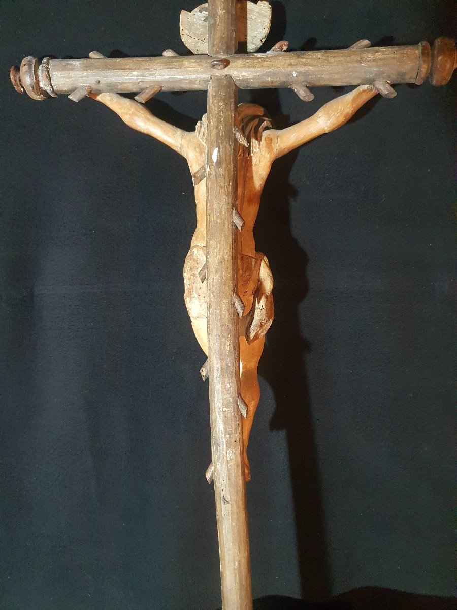 Sculpture Of Christ In Carved Wood, 17th Century. -photo-2