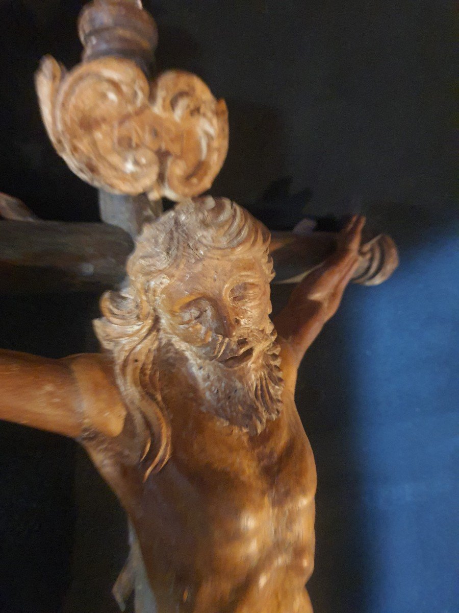 Sculpture Of Christ In Carved Wood, 17th Century. -photo-4