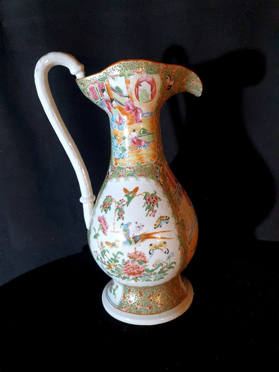 Large China Porcelain Jug Canton 19th Century. -photo-4