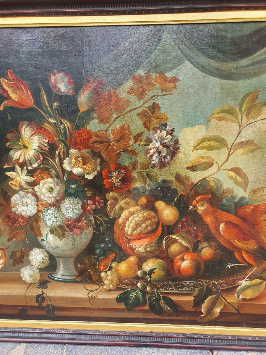 Large Painting Of Flowers And Birds. -photo-3