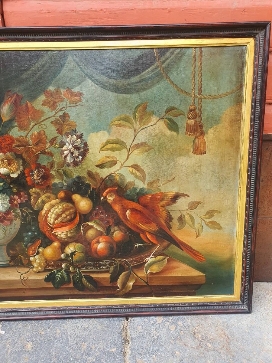 Large Painting Of Flowers And Birds. -photo-4