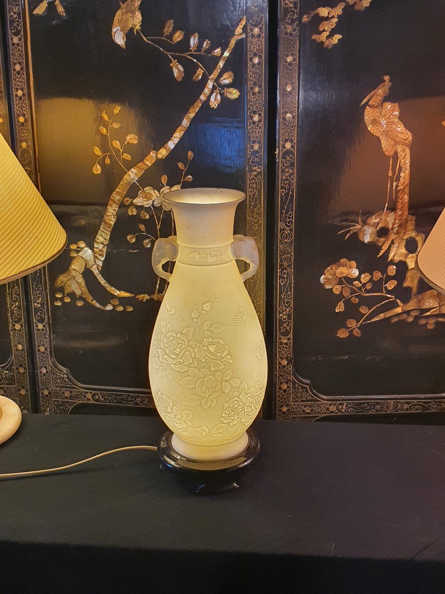 Vase Lampe Lithophanie Porcelaine Style Chine.-photo-3