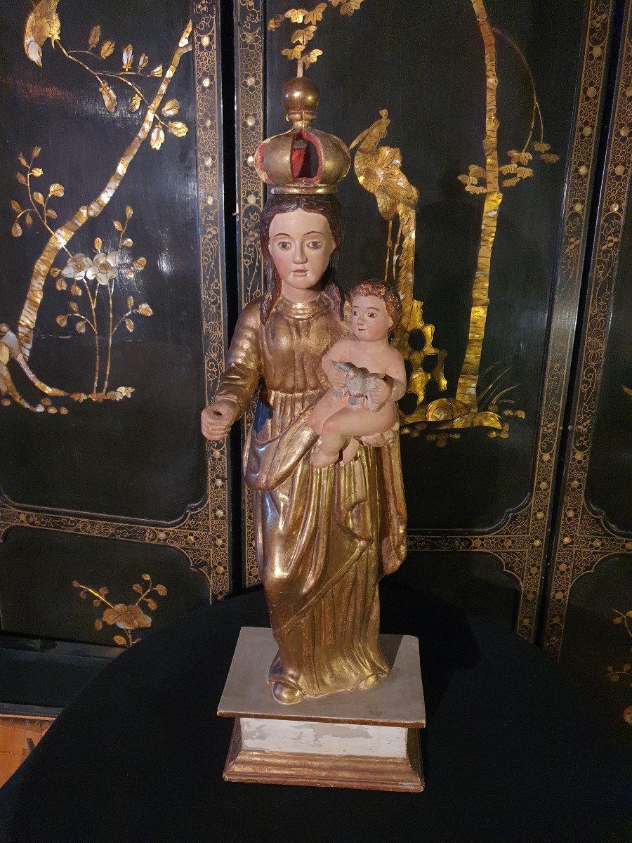 Vierge Bois Doré XVIII -photo-2