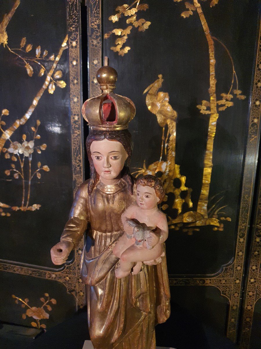 Vierge Bois Doré XVIII -photo-3