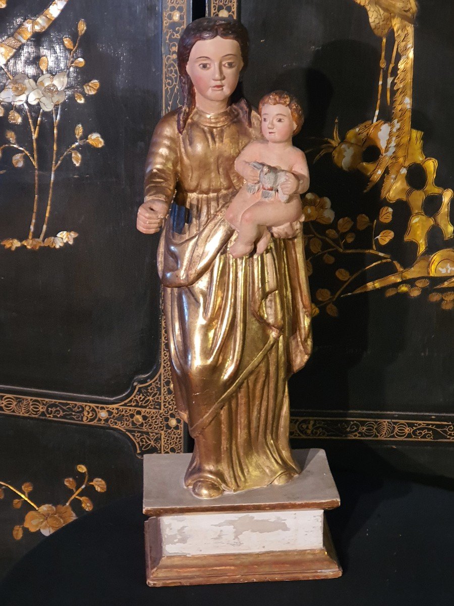 Vierge Bois Doré XVIII -photo-3