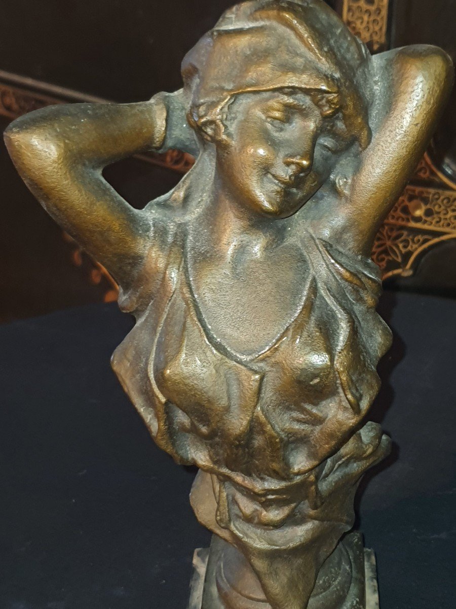 Bohemian Bronze Bust Spirit Villanis Goldscheider.-photo-3