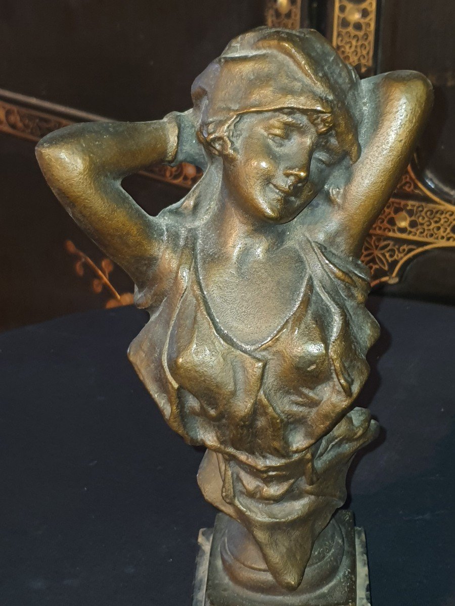 Bohemian Bronze Bust Spirit Villanis Goldscheider.-photo-4