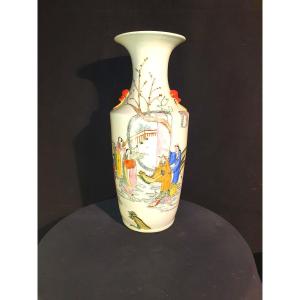 Vase Porcelaine Chine Musiciens ,xix Siècle. 