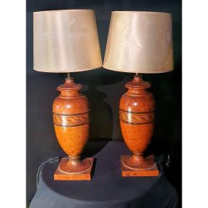 Pair Of Marble Lamps, Art Deco.