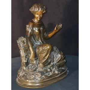 Sculpture Bronze Jeune Femme.