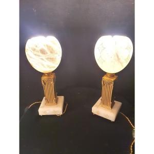 Pair Of Art Nouveau, Art Deco Lamps.
